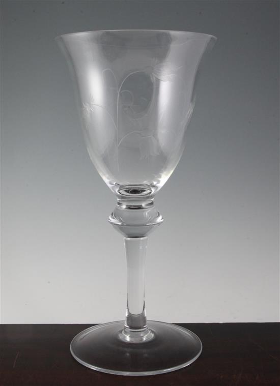 A massive wheel engraved glass goblet, 20th century,